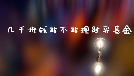 几千块钱能不能理财买基金_https://www.qdlswl.com_理财_第1张