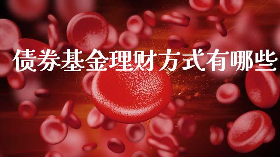 债券基金理财方式有哪些_https://www.qdlswl.com_理财_第1张