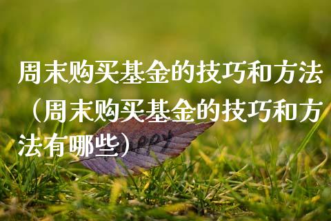 周末购买基金的技巧和方法（周末购买基金的技巧和方法有哪些）_https://www.qdlswl.com_理财_第1张