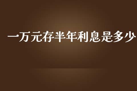 一万元存半年利息是多少_https://www.qdlswl.com_基金_第1张