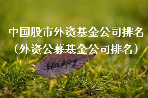 中国股市外资基金公司排名（外资公募基金公司排名）_https://www.qdlswl.com_理财_第1张