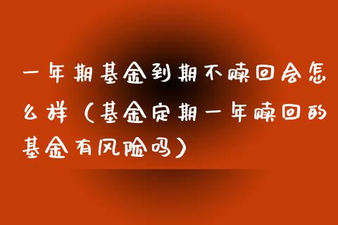一年期基金到期不赎回会怎么样（基金定期一年赎回的基金有风险吗）_https://www.qdlswl.com_理财_第1张