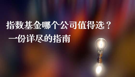 指数基金哪个公司值得选？ 一份详尽的指南_https://www.qdlswl.com_基金_第1张