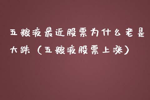 五粮液最近股票为什么老是大跌（五粮液股票上涨）_https://www.qdlswl.com_内盘_第1张