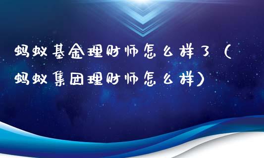 蚂蚁基金理财师怎么样了（蚂蚁集团理财师怎么样）_https://www.qdlswl.com_理财_第1张