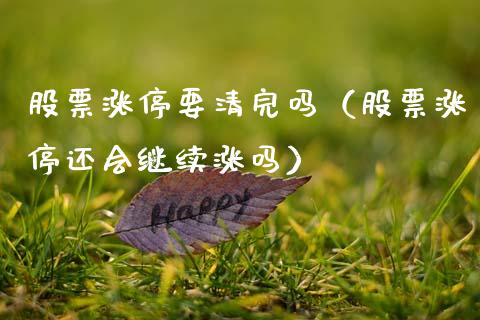 股票涨停要清完吗（股票涨停还会继续涨吗）_https://www.qdlswl.com_内盘_第1张