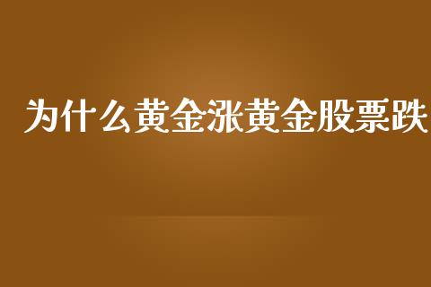 为什么黄金涨黄金股票跌_https://www.qdlswl.com_外盘_第1张