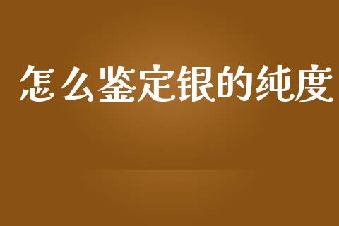 怎么鉴定银的纯度_https://www.qdlswl.com_外盘_第1张