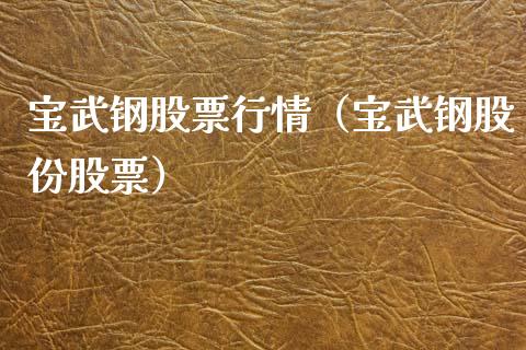 宝武钢股票行情（宝武钢股份股票）_https://www.qdlswl.com_外盘_第1张