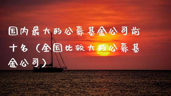 国内最大的公募基金公司前十名（全国比较大的公募基金公司）_https://www.qdlswl.com_理财_第1张