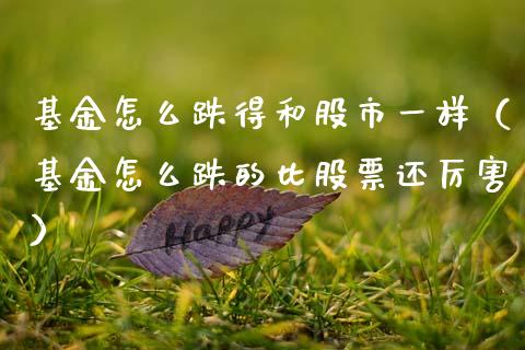 基金怎么跌得和股市一样（基金怎么跌的比股票还厉害）_https://www.qdlswl.com_基金_第1张