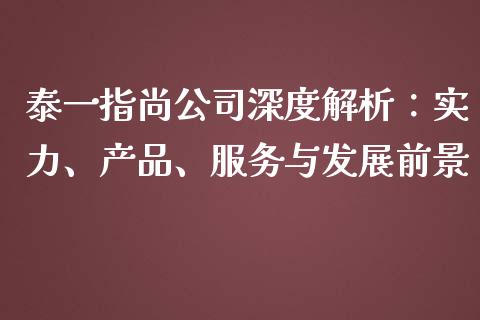 泰一指尚公司深度解析：实力、产品、服务与发展前景_https://www.qdlswl.com_直播_第1张