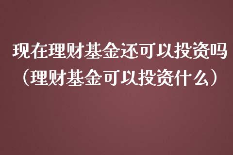 现在理财基金还可以投资吗（理财基金可以投资什么）_https://www.qdlswl.com_理财_第1张