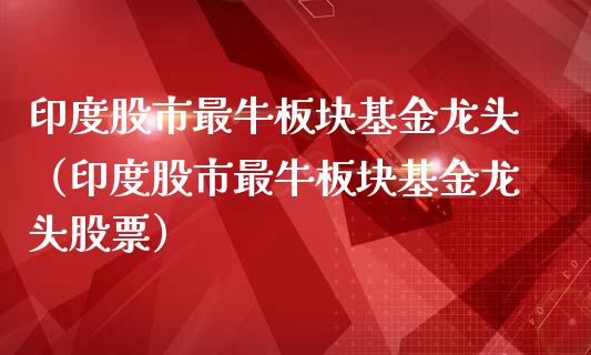 印度股市最牛板块基金龙头（印度股市最牛板块基金龙头股票）_https://www.qdlswl.com_理财_第1张
