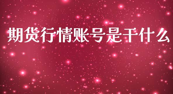 期货行情账号是干什么_https://www.qdlswl.com_股指_第1张