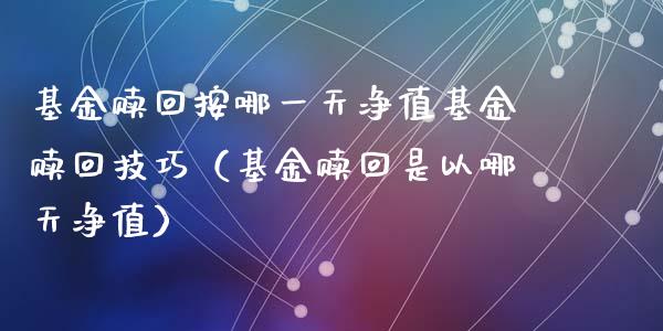 基金赎回按哪一天净值基金赎回技巧（基金赎回是以哪天净值）_https://www.qdlswl.com_基金_第1张