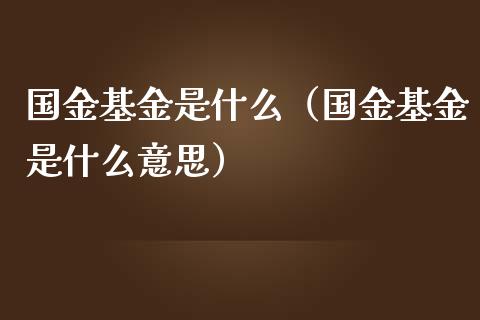 国金基金是什么（国金基金是什么意思）_https://www.qdlswl.com_基金_第1张