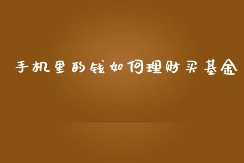 手机里的钱如何理财买基金_https://www.qdlswl.com_理财_第1张