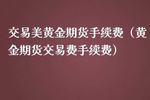 交易美黄金期货手续费（黄金期货交易费手续费）_https://www.qdlswl.com_股指_第1张