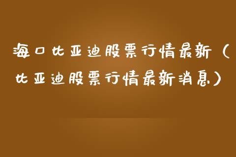 海口比亚迪股票行情最新（比亚迪股票行情最新消息）_https://www.qdlswl.com_外盘_第1张