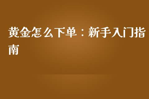 黄金怎么下单：新手入门指南_https://www.qdlswl.com_基金_第1张