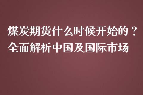 煤炭期货什么时候开始的？全面解析中国及国际市场_https://www.qdlswl.com_理财_第1张
