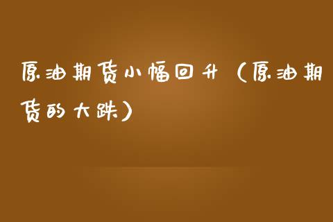 原油期货小幅回升（原油期货的大跌）_https://www.qdlswl.com_股指_第1张