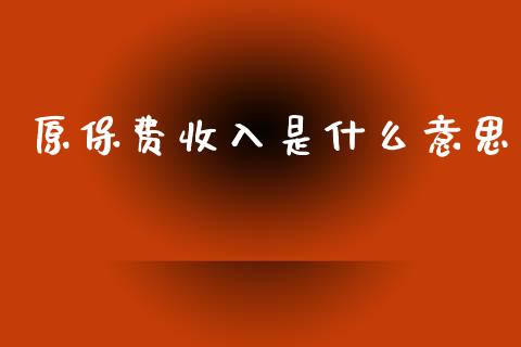 原保费收入是什么意思_https://www.qdlswl.com_直播_第1张