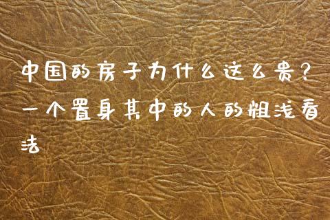 中国的房子为什么这么贵？一个置身其中的人的粗浅看法_https://www.qdlswl.com_期货_第1张