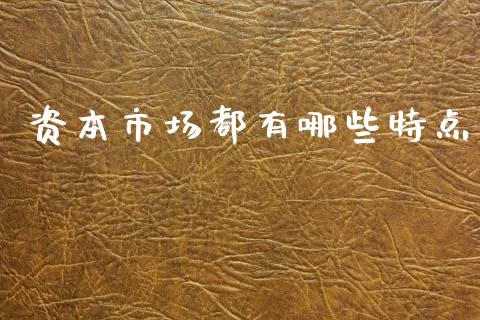 资本市场都有哪些特点_https://www.qdlswl.com_理财_第1张