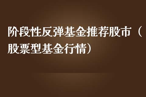 阶段性反弹基金推荐股市（股票型基金行情）_https://www.qdlswl.com_基金_第1张