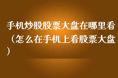 手机炒股股票大盘在哪里看（怎么在手机上看股票大盘）_https://www.qdlswl.com_内盘_第1张