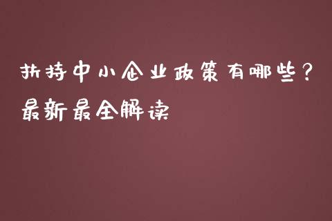 扶持中小企业政策有哪些？最新最全解读_https://www.qdlswl.com_内盘_第1张