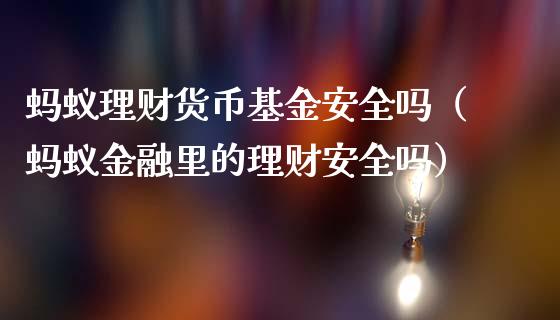 蚂蚁理财货币基金安全吗（蚂蚁金融里的理财安全吗）_https://www.qdlswl.com_基金_第1张