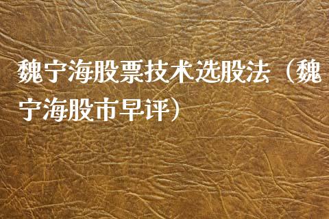 魏宁海股票技术选股法（魏宁海股市早评）_https://www.qdlswl.com_股票_第1张