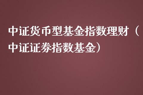 中证货币型基金指数理财（中证证券指数基金）_https://www.qdlswl.com_基金_第1张