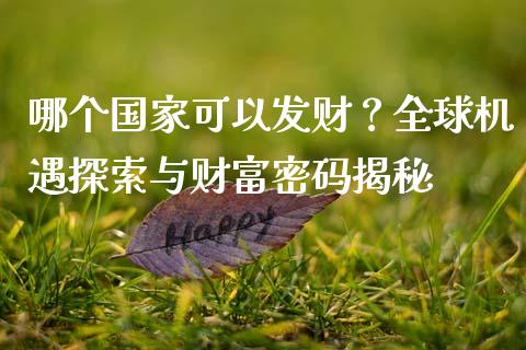 哪个国家可以发财？全球机遇探索与财富密码揭秘_https://www.qdlswl.com_股票_第1张
