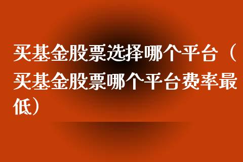 买基金股票选择哪个平台（买基金股票哪个平台费率最低）_https://www.qdlswl.com_基金_第1张