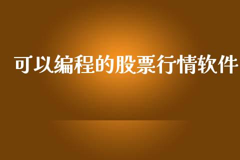 可以编程的股票行情软件_https://www.qdlswl.com_股票_第1张