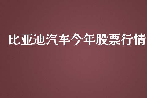 比亚迪汽车今年股票行情_https://www.qdlswl.com_外盘_第1张