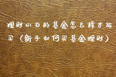 理财小白的基金怎么样才能买（新手如何买基金理财）_https://www.qdlswl.com_理财_第1张