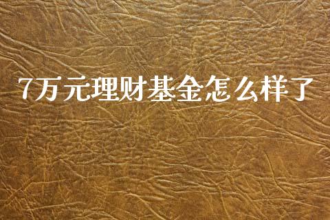 7万元理财基金怎么样了_https://www.qdlswl.com_基金_第1张
