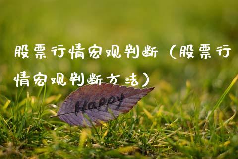 股票行情宏观判断（股票行情宏观判断方法）_https://www.qdlswl.com_股票_第1张