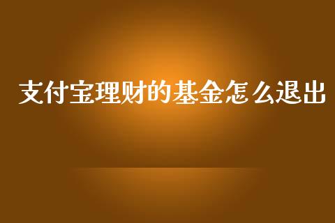 支付宝理财的基金怎么退出_https://www.qdlswl.com_基金_第1张