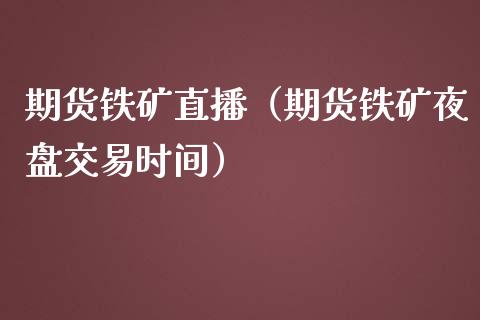 期货铁矿直播（期货铁矿夜盘交易时间）_https://www.qdlswl.com_直播_第1张