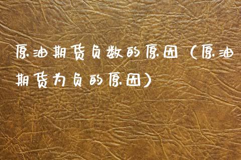 原油期货负数的原因（原油期货为负的原因）_https://www.qdlswl.com_股指_第1张