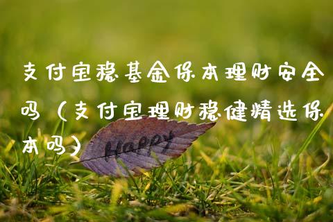 支付宝稳基金保本理财安全吗（支付宝理财稳健精选保本吗）_https://www.qdlswl.com_理财_第1张