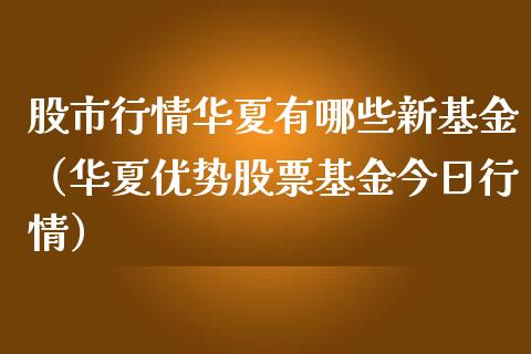 股市行情华夏有哪些新基金（华夏优势股票基金今日行情）_https://www.qdlswl.com_基金_第1张