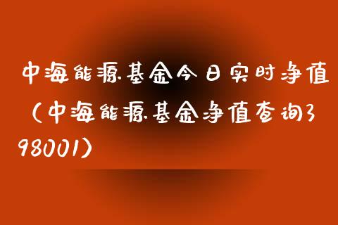 中海能源基金今日实时净值（中海能源基金净值查询398001）_https://www.qdlswl.com_理财_第1张