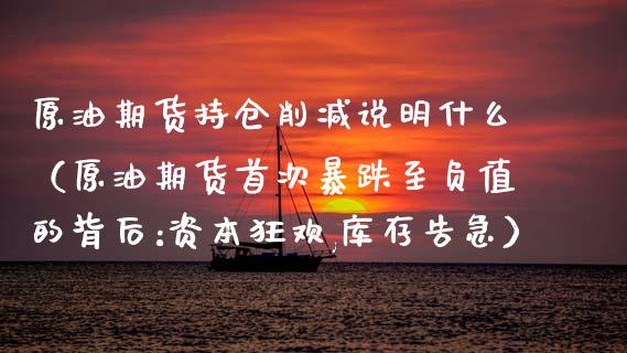 原油期货持仓削减说明什么（原油期货首次暴跌至负值的背后:资本狂欢,库存告急）_https://www.qdlswl.com_期货_第1张
